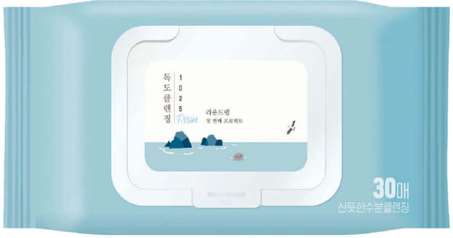 Салфетки для снятия макияжа очищающие «Dokdo Cleansing Tissue» | 1025 | Round Lab