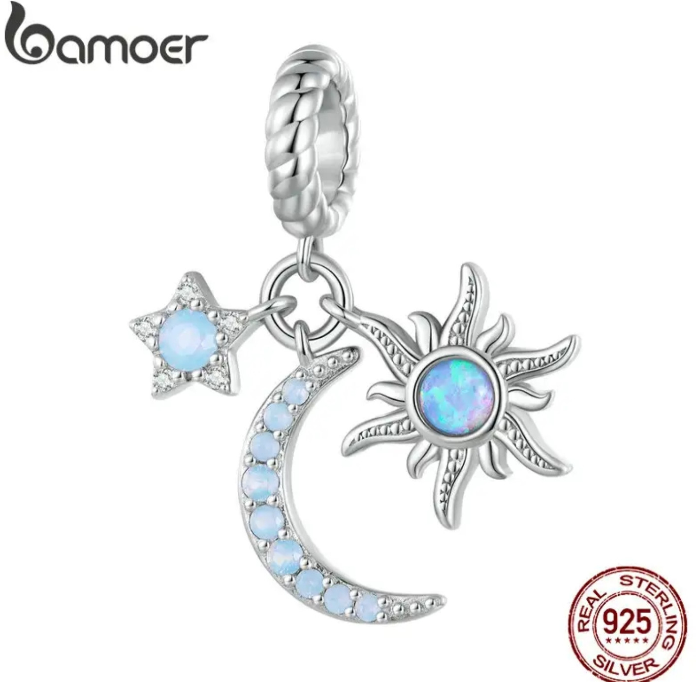Шарм из серебра «Солнце и луна» | Bamoer