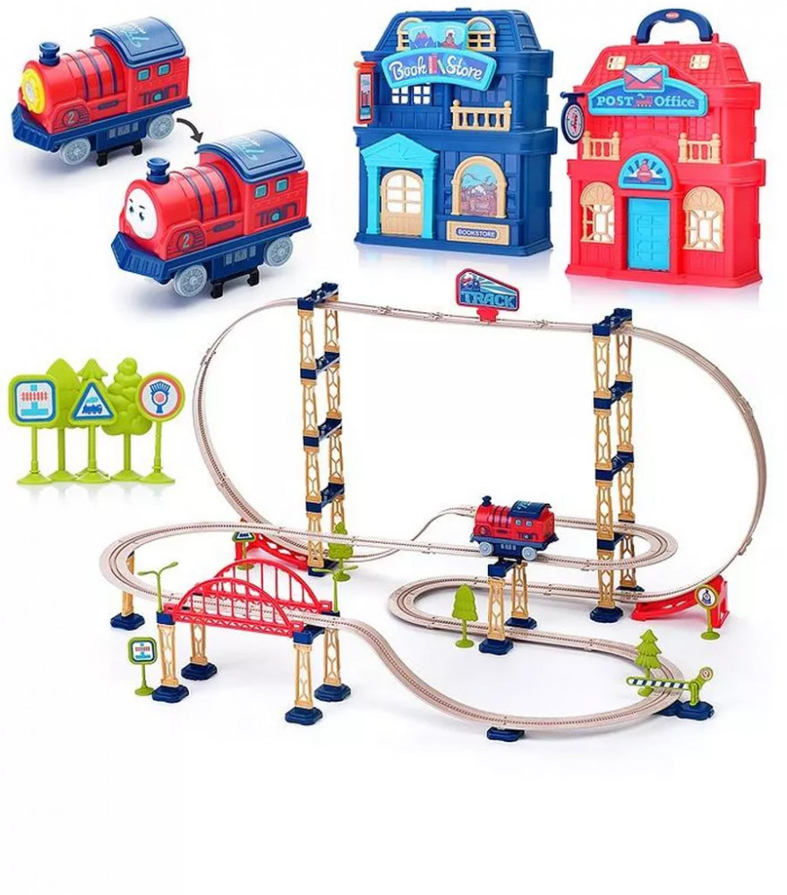 Железная дорога со звуком и переносным чемоданом «Мой город»