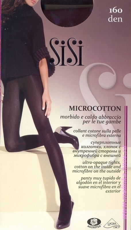 Теплые матовые колготки "Microcotton 160" (nero, 160 DEN) | SiSi