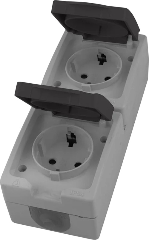 Розетка двухместная с крышкой PST16-12-54V | Велена | Stekker