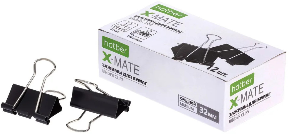 Набор зажимов для бумаг | X-Mate | Hatber