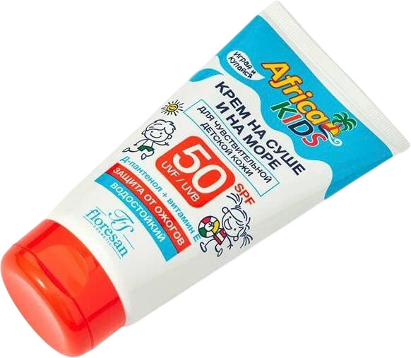 Крем детский для защиты от солнца на суше и на море SPF 50 «Africa Kids» | Floresan