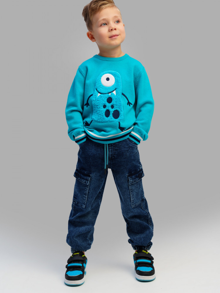 Брюки текстильные джинсовые для мальчиков | Monstric | PlayToday