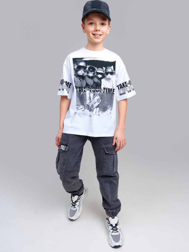 Брюки текстильные джинсовые для мальчиков | Repeat | PlayToday