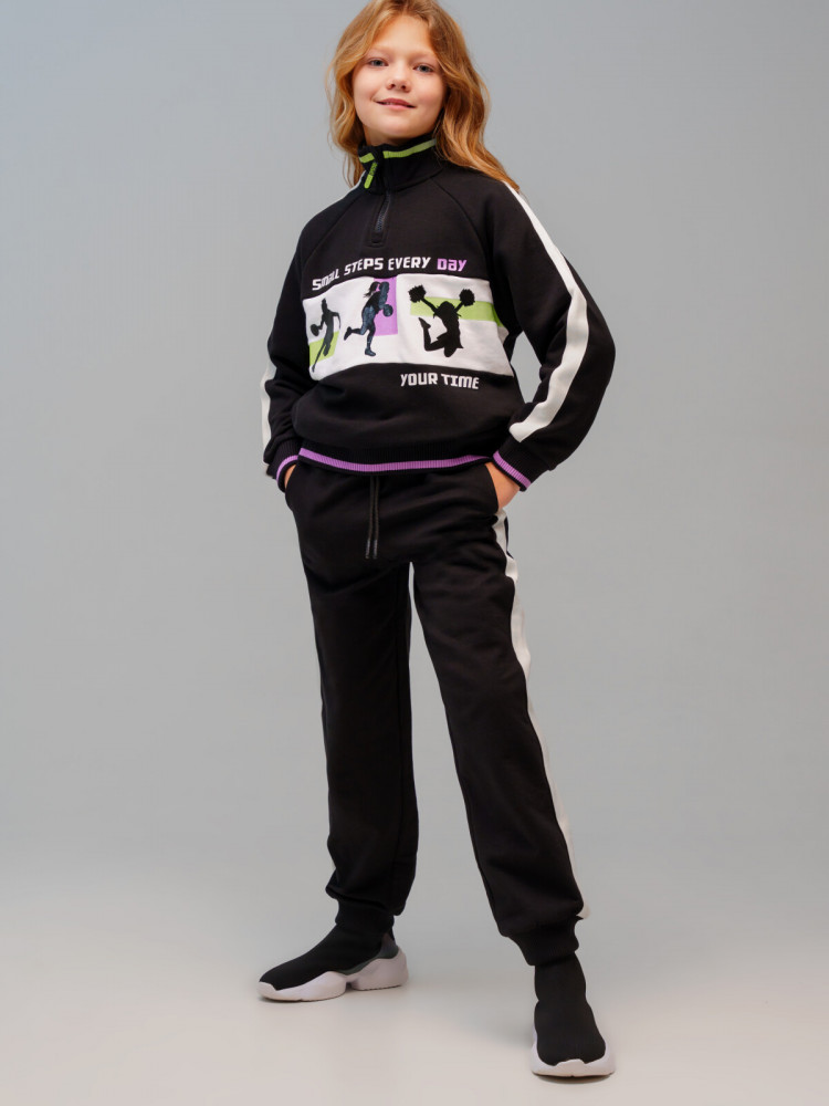 Комплект трикотажный для девочек: толстовка, брюки | Sport | PlayToday