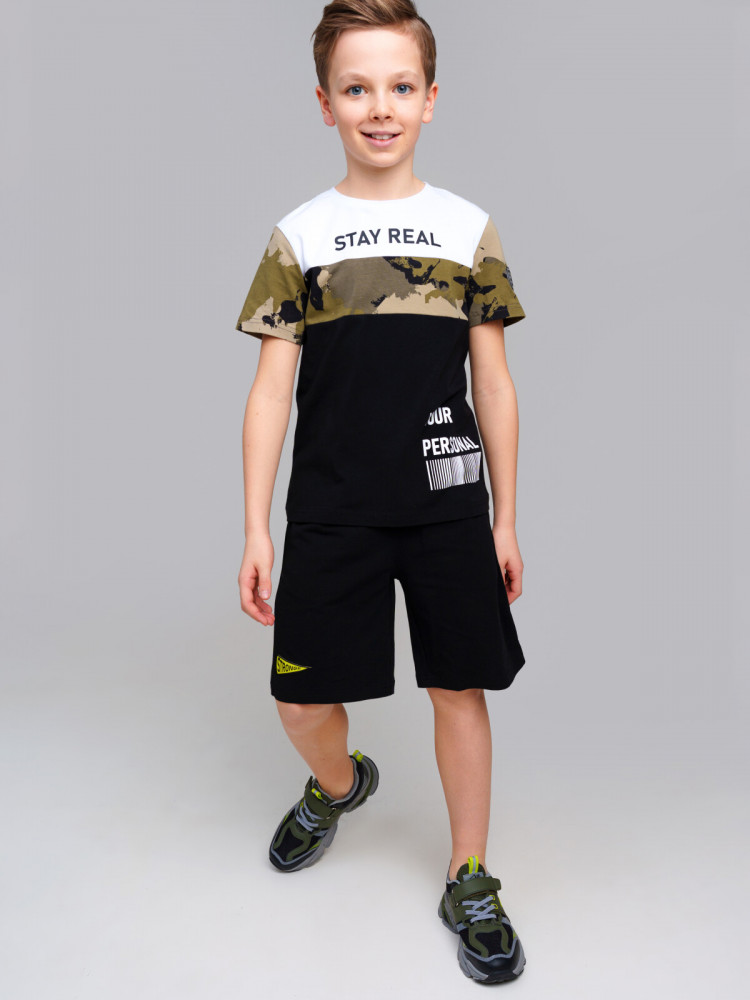 Комплект трикотажный для мальчиков: футболка, шорты | Break the rules | PlayToday