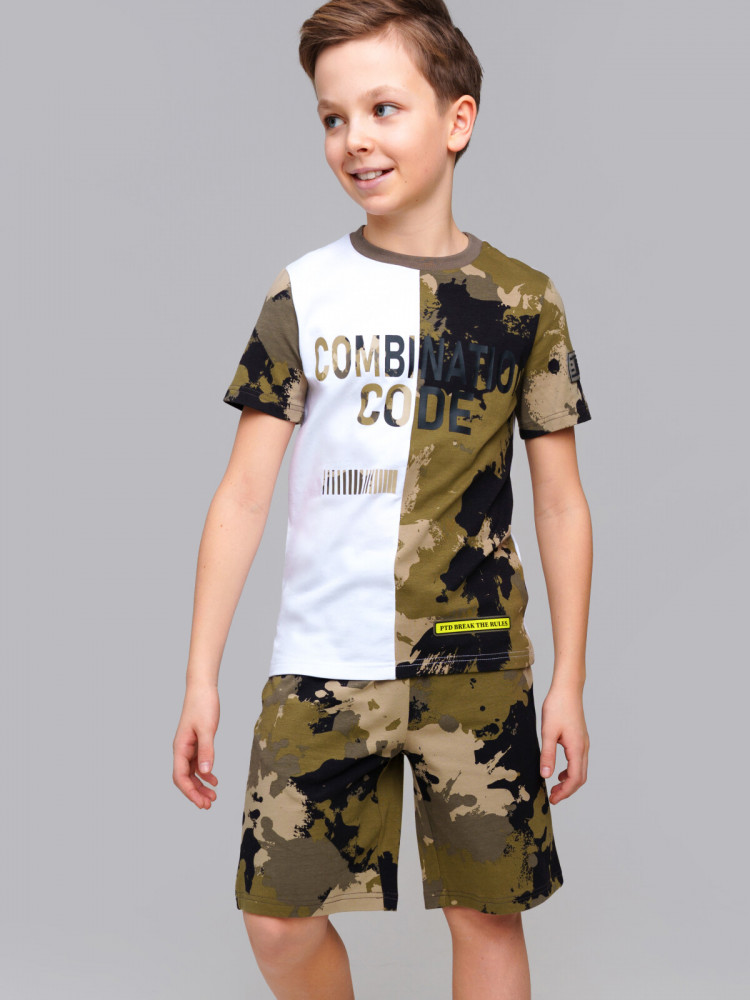 Комплект трикотажный для мальчиков: футболка, шорты | Break the rules | PlayToday