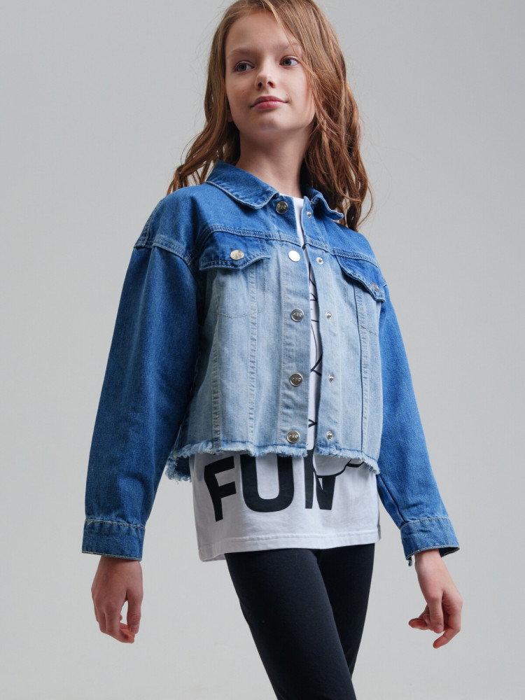 Куртка текстильная джинсовая для девочек | Power girls | PlayToday