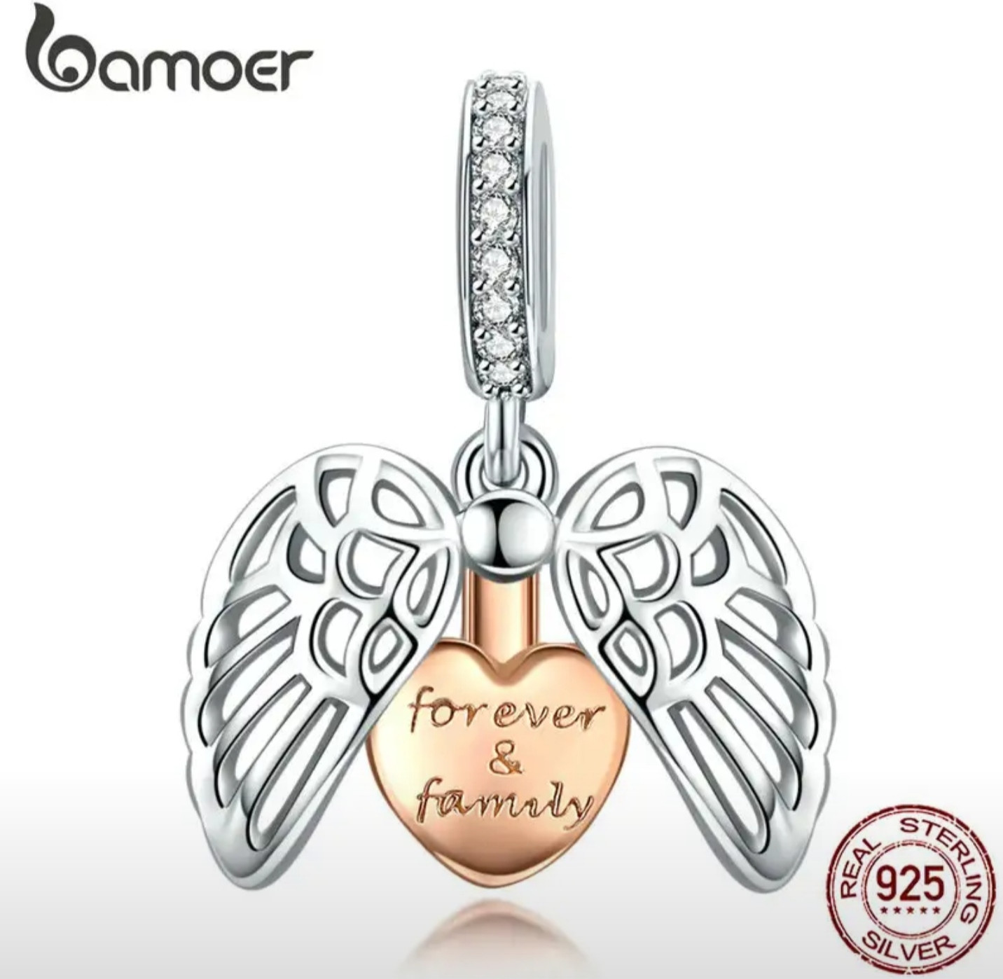 Шарм из серебра «Семья навсегда» | Bamoer