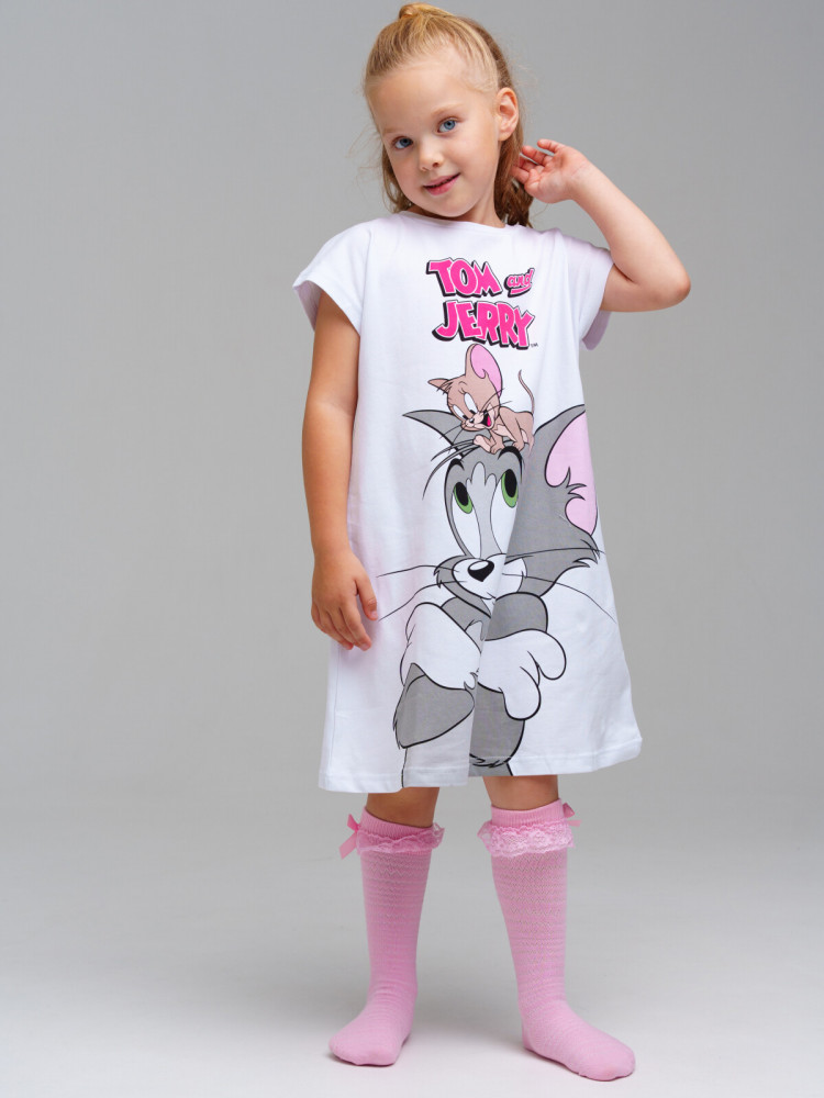 Сорочка ночная трикотажная для девочек | Tom&Jerry | PlayToday