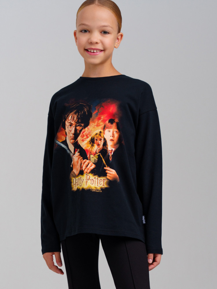 Футболка трикотажная для девочек | Black chic | PlayToday