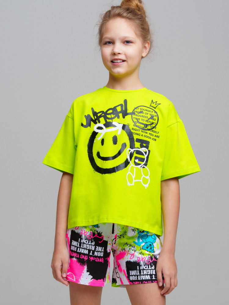 Футболка трикотажная для девочек | Emotion | PlayToday