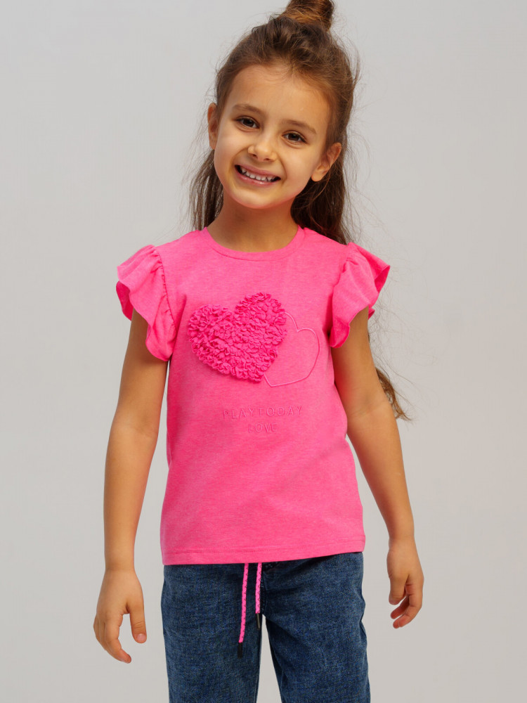 Футболка трикотажная для девочек | Emotion | PlayToday