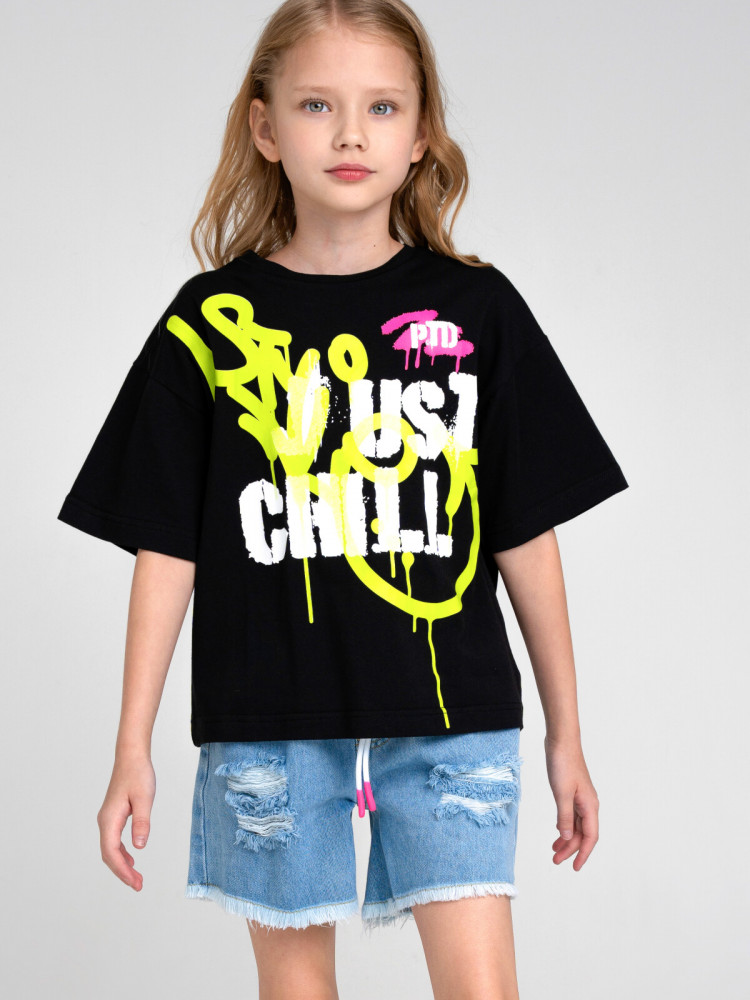 Футболка трикотажная для девочек | Emotion | PlayToday