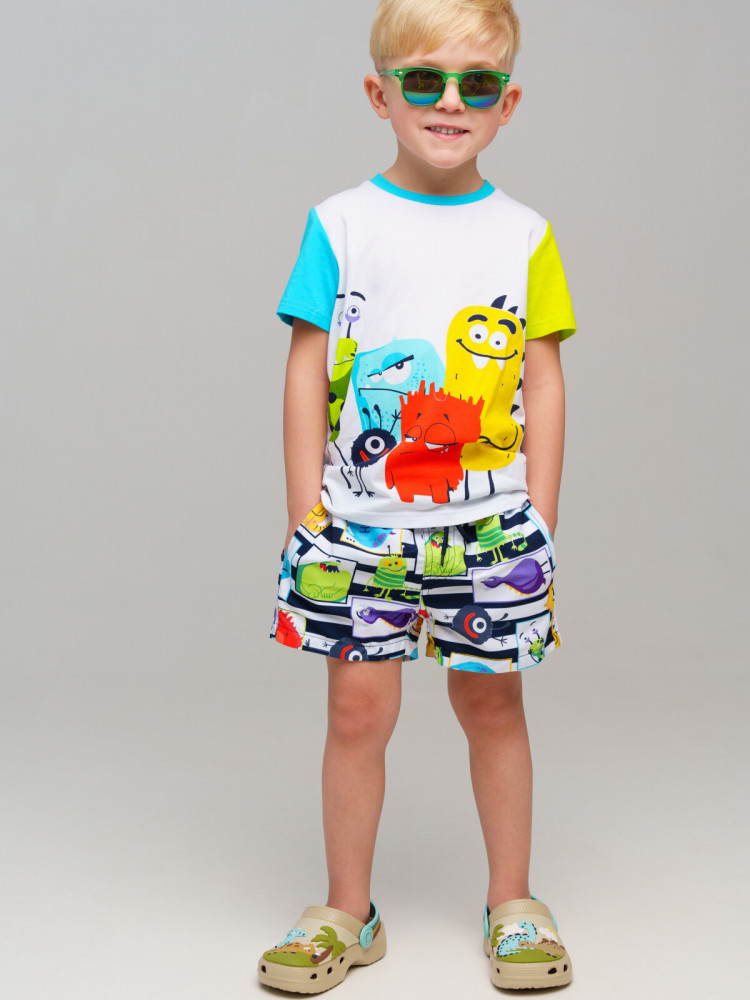 Шорты текстильные плавательные для мальчиков, средней длины | Monstric | PlayToday