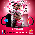 Кружка-хамелеон с принтом «Динозаврик»