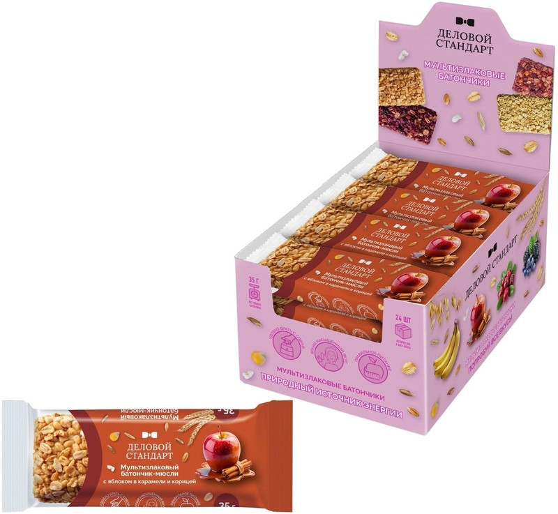 Набор батончиков-мюсли мультизлаковых «Яблоко в карамели и корица» | Деловой стандарт