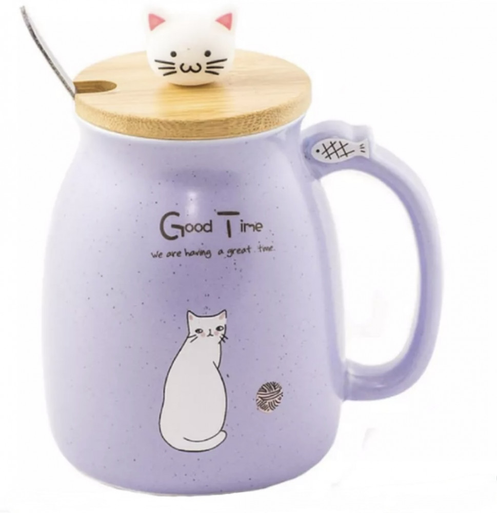 Кружка с деревянной крышкой «Кошка» | Zadari.kz