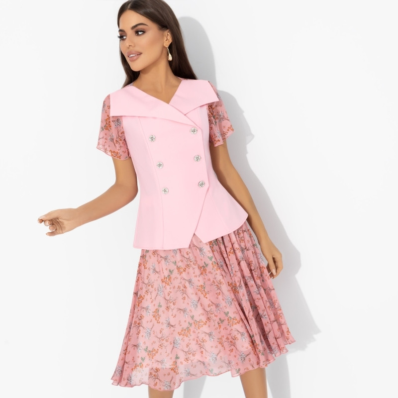 Костюм с юбкой женский комбинированный Сияние уверенности (2 в 1) | Charutti