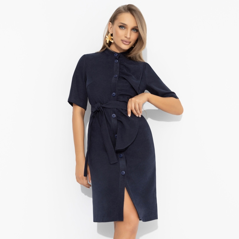 Платье женское с акцентным воланом Счастье свободы (blue, с поясом) | Charutti