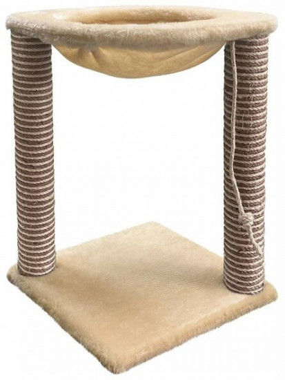 Когтеточка-столбик с гамаком