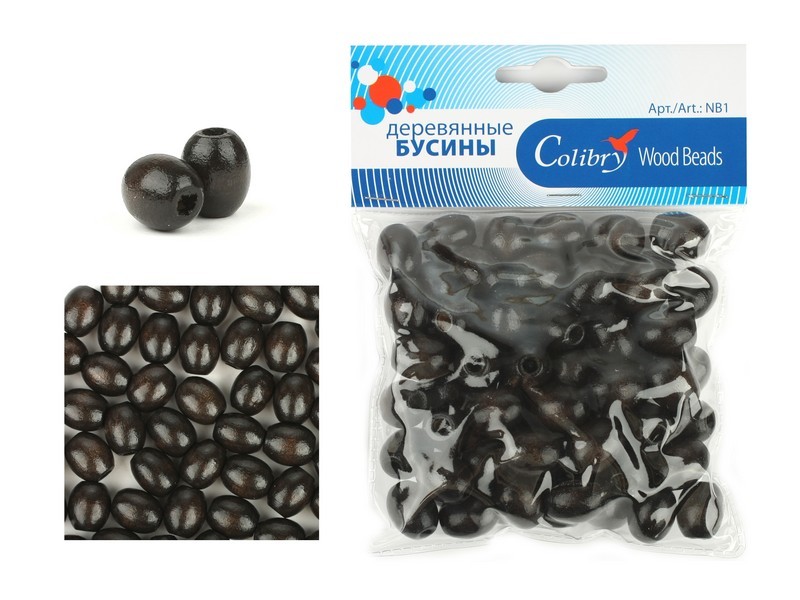 Деревянные бусины в упаковке (цвет: темное дерево, диаметр 1 см) | Деревянные бусины | Colibry