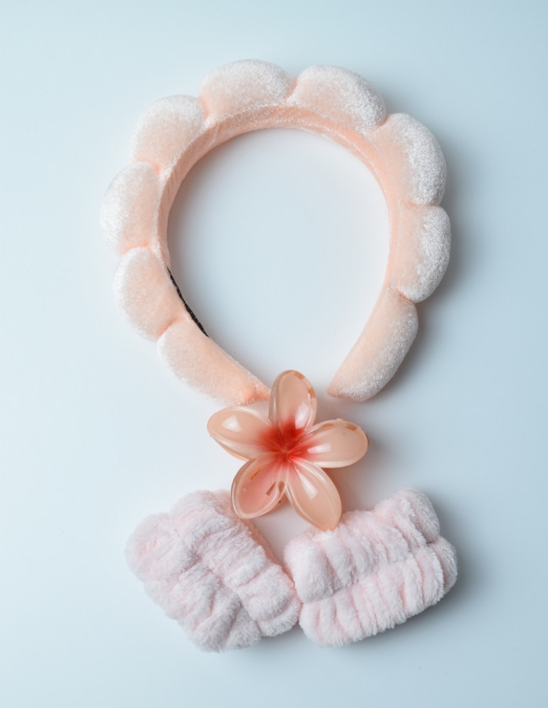 Ободок для умывания с нарукавниками и крабиком для волос