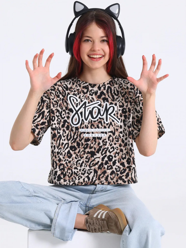 Футболка для девочек укороченная «Звезда» | Взрослые дети | Апрель