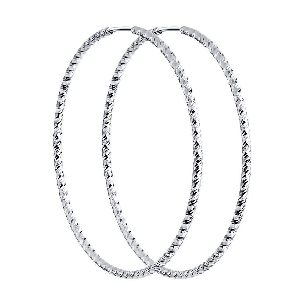 Серьги конго из серебра с алмазной гранью | SOKOLOV