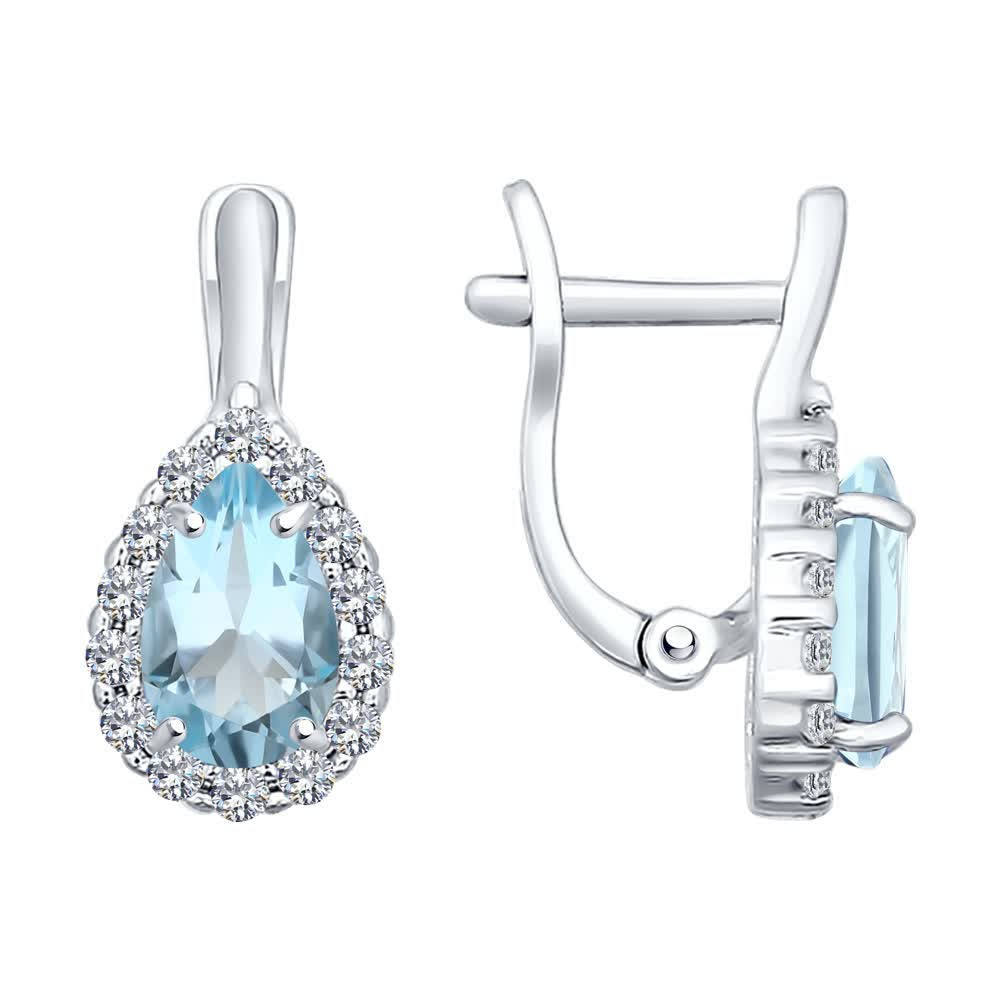 Серьги из серебра с топазами и фианитами | SOKOLOV