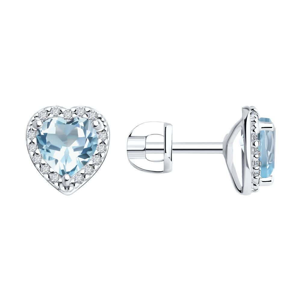 Серьги из серебра с топазами и фианитами | SOKOLOV