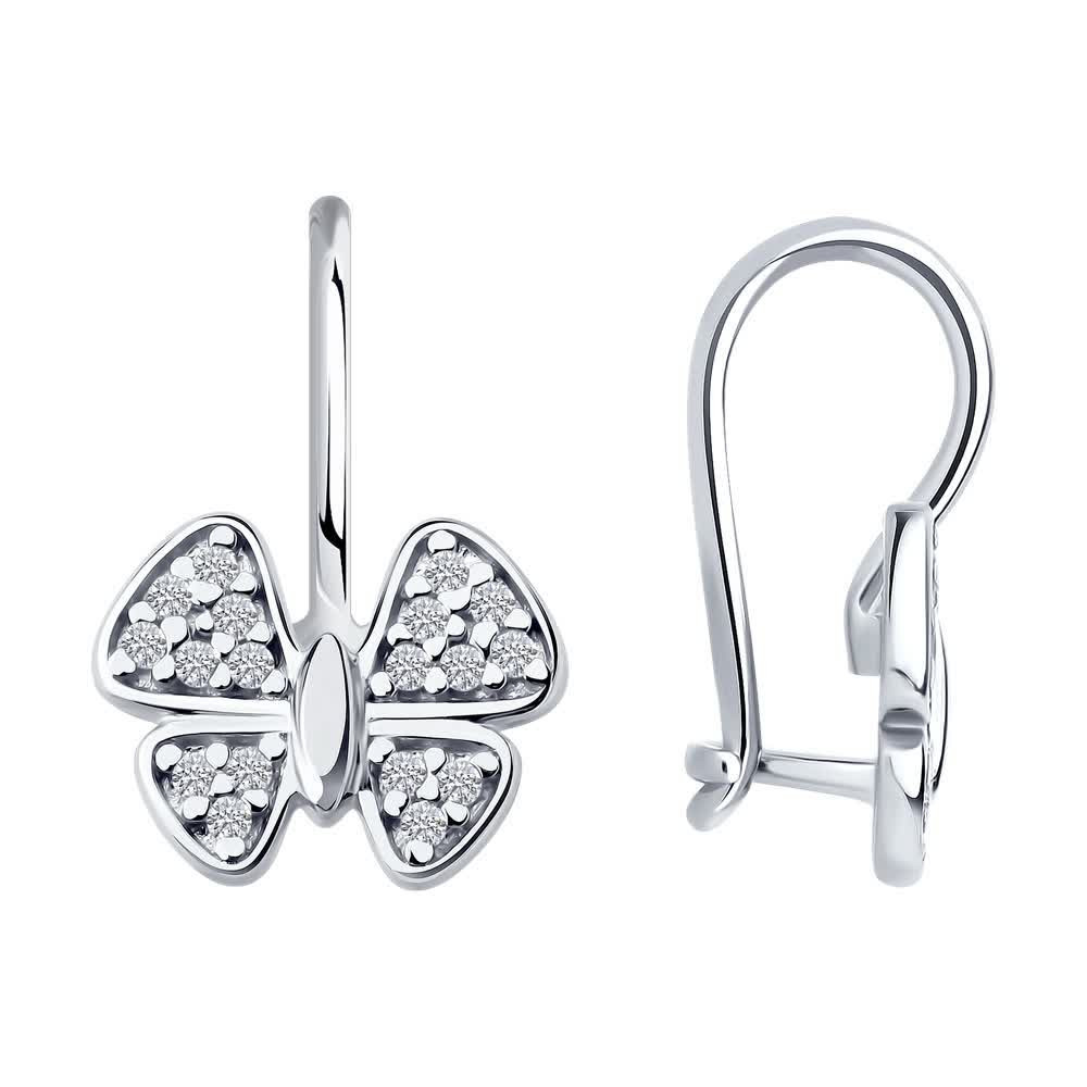 Серьги из серебра с фианитами | Diamant