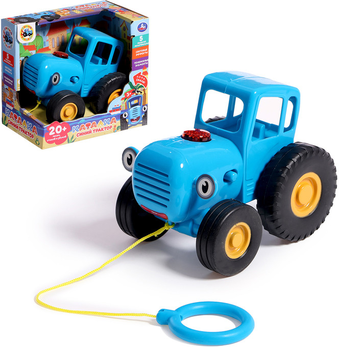 Каталка детская на верёвке музыкальная «Синий трактор» | Умка