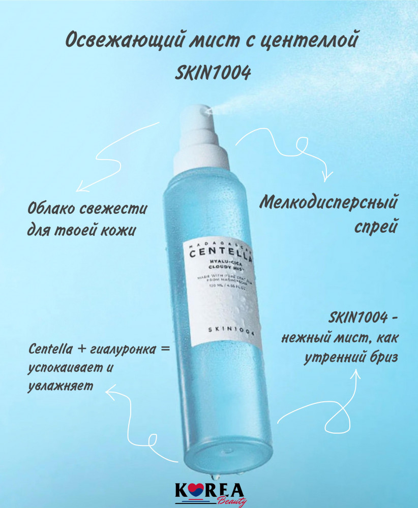Мист для лица с центеллой освежающий «Madagascar Centella Hyalu-Cica Cloudy Mist» | Skin1004