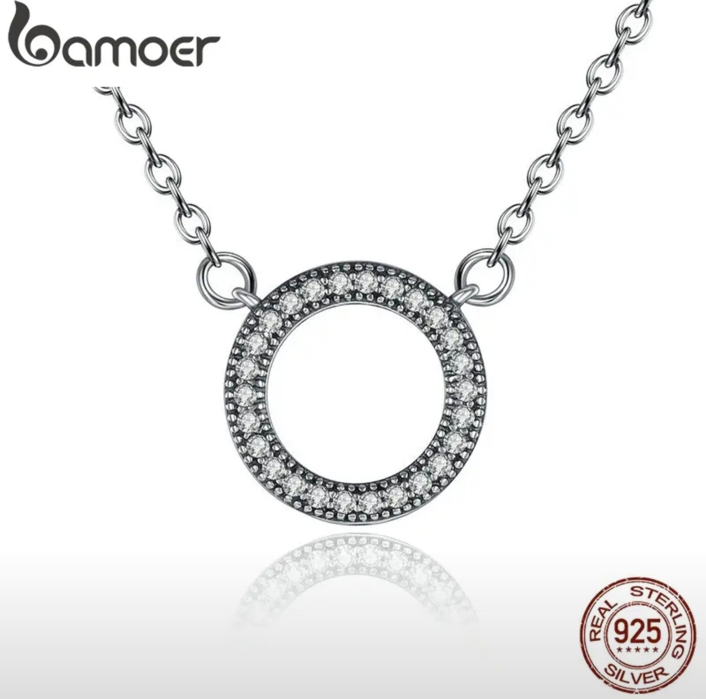 Колье из серебра «Круг фианитов» | Bamoer