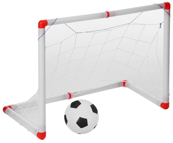 Ворота футбольные сборные с сеткой и мячом