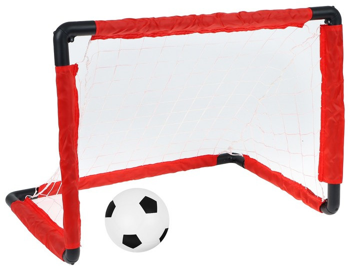 Ворота футбольные сборные с сеткой и мячом