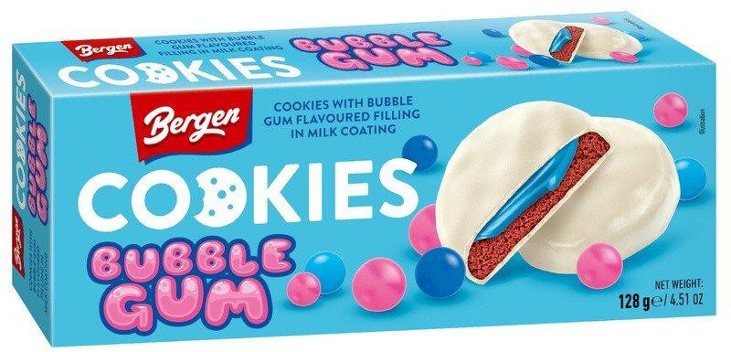 Печенье шоколадное с начинкой со вкусом бабл гам в белой глазури «Cookies Bubble Gum» | Bergen