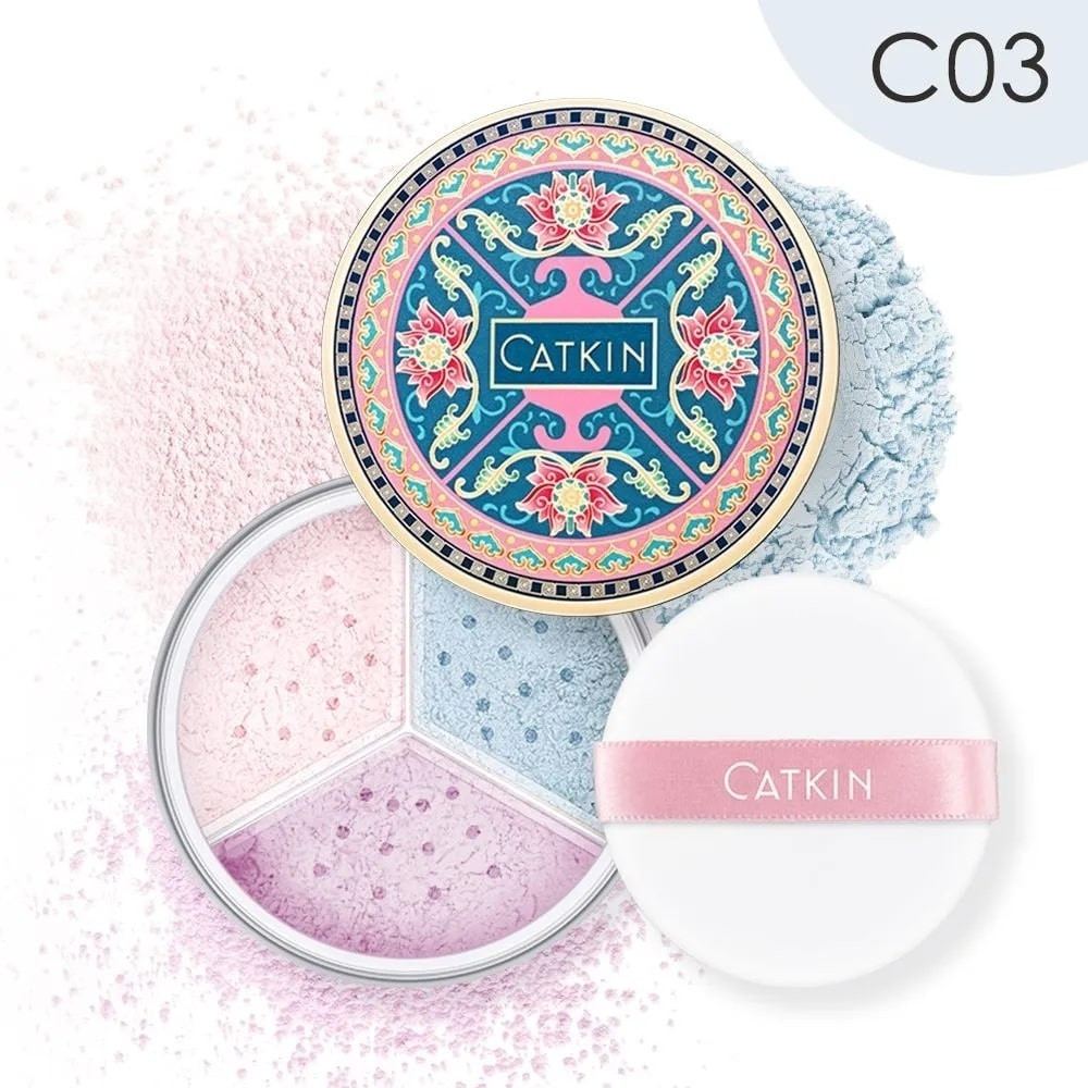 Пудра рассыпчатая фиксирующая «Trio-Color Lotus Loose Powder», оттенок C03 Glass | Catkin