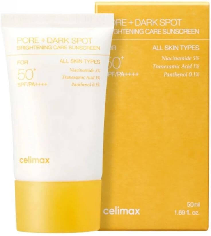 Крем для лица осветляющий солнцезащитный «Pore+Dark Spot Brightening Care Sunscreen» SPF50+ PA++++ | Celimax