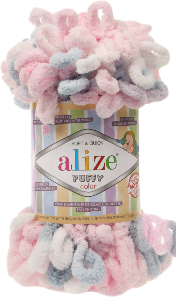 Плюшевая пряжа c петельками «Puffy Colot», цвет №5864 Розово-белый | Alize