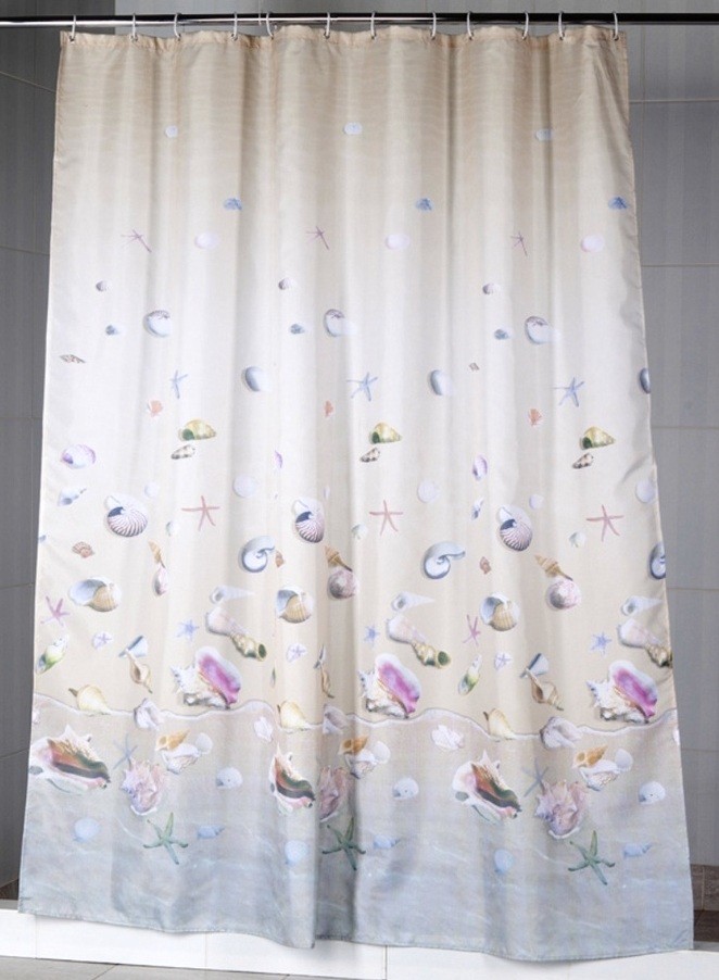 Штора для ванны и душа "Морские раковины" (180x200 см) | Шторы для душа | Aquarius