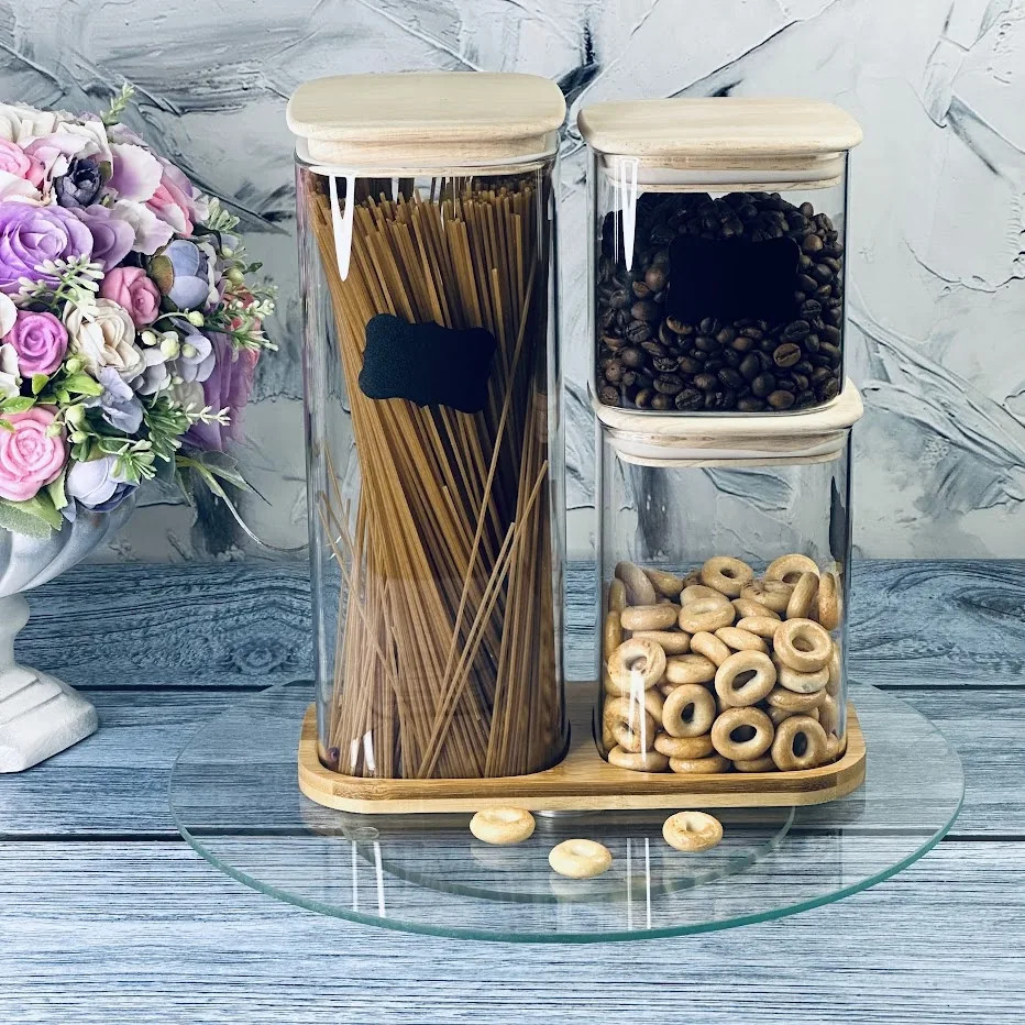 Набор банок для сыпучих продуктов на подставке «Bamboo» | Bamboo | Lenardi