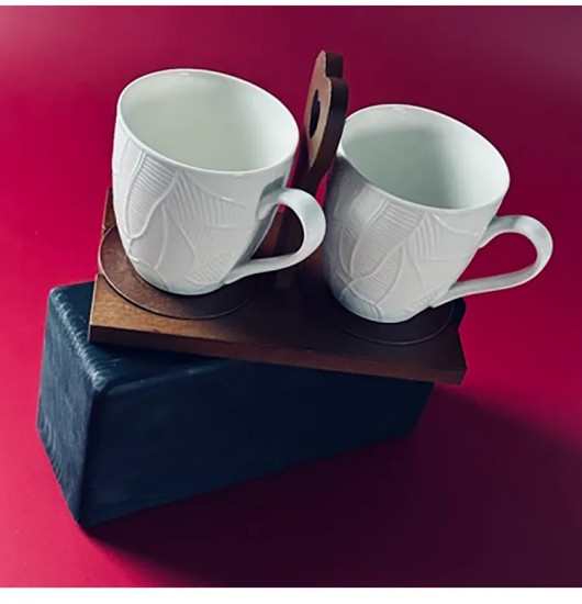 Набор кружек с блюдцами на подставке «Tropical»