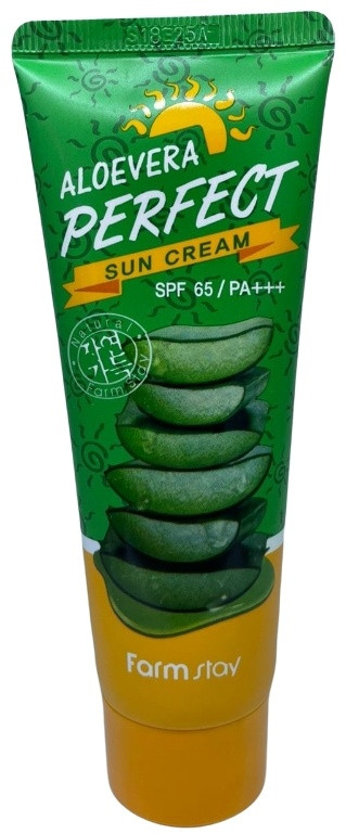 Крем солнцезащитный с алоэ «Aloevera Рerfect Sun Сream» SPF65 PA+++ | FarmStay