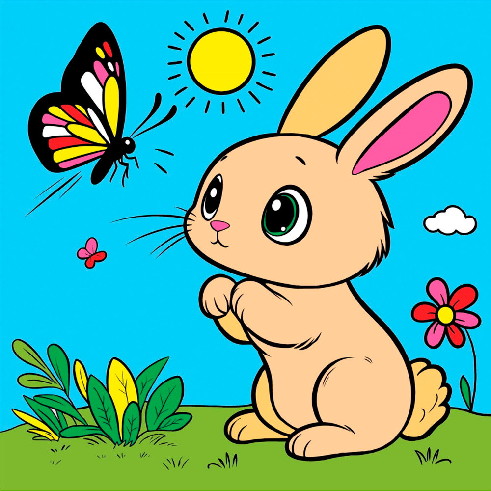 Холст по номерам «Милый зайчик» | Рыжий кот