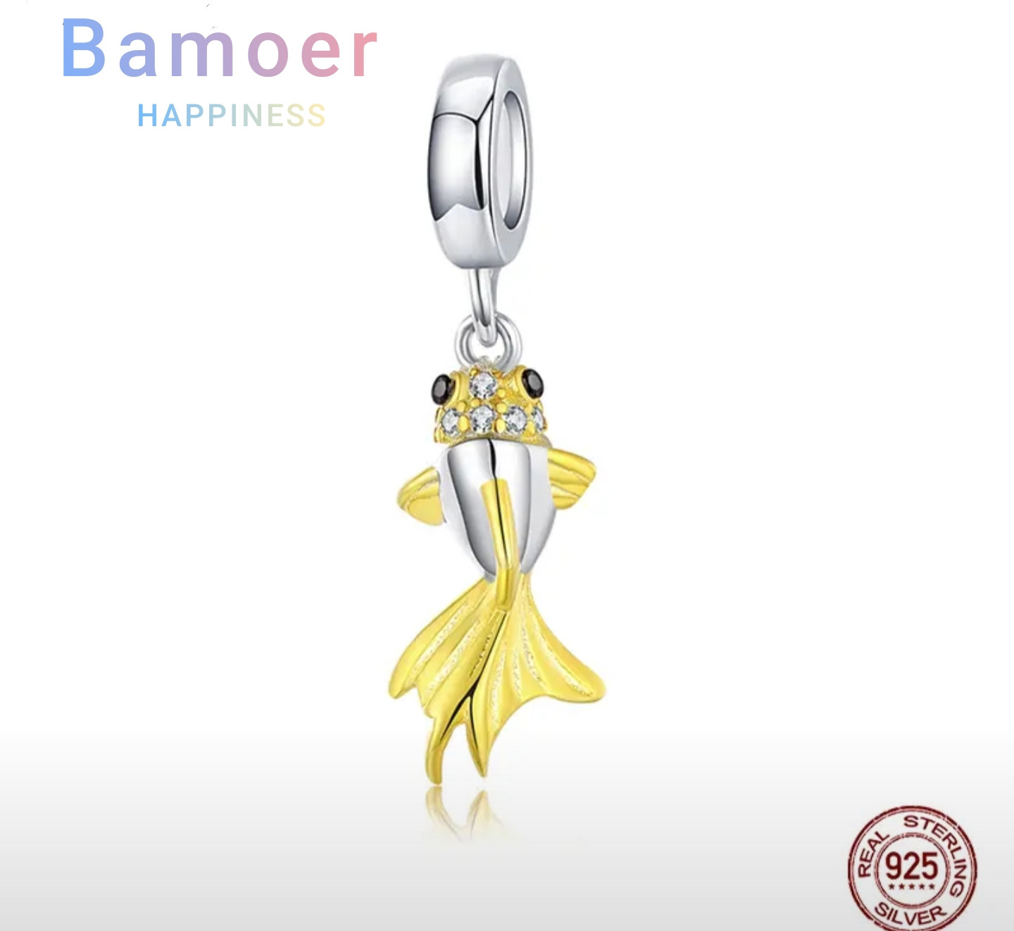 Шарм-подвеска из серебра «Золотая рыбка» | Bamoer