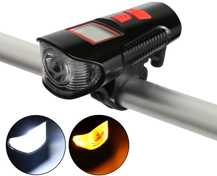 Фонарь велосипедный передний водонепроницаемый с сигналом