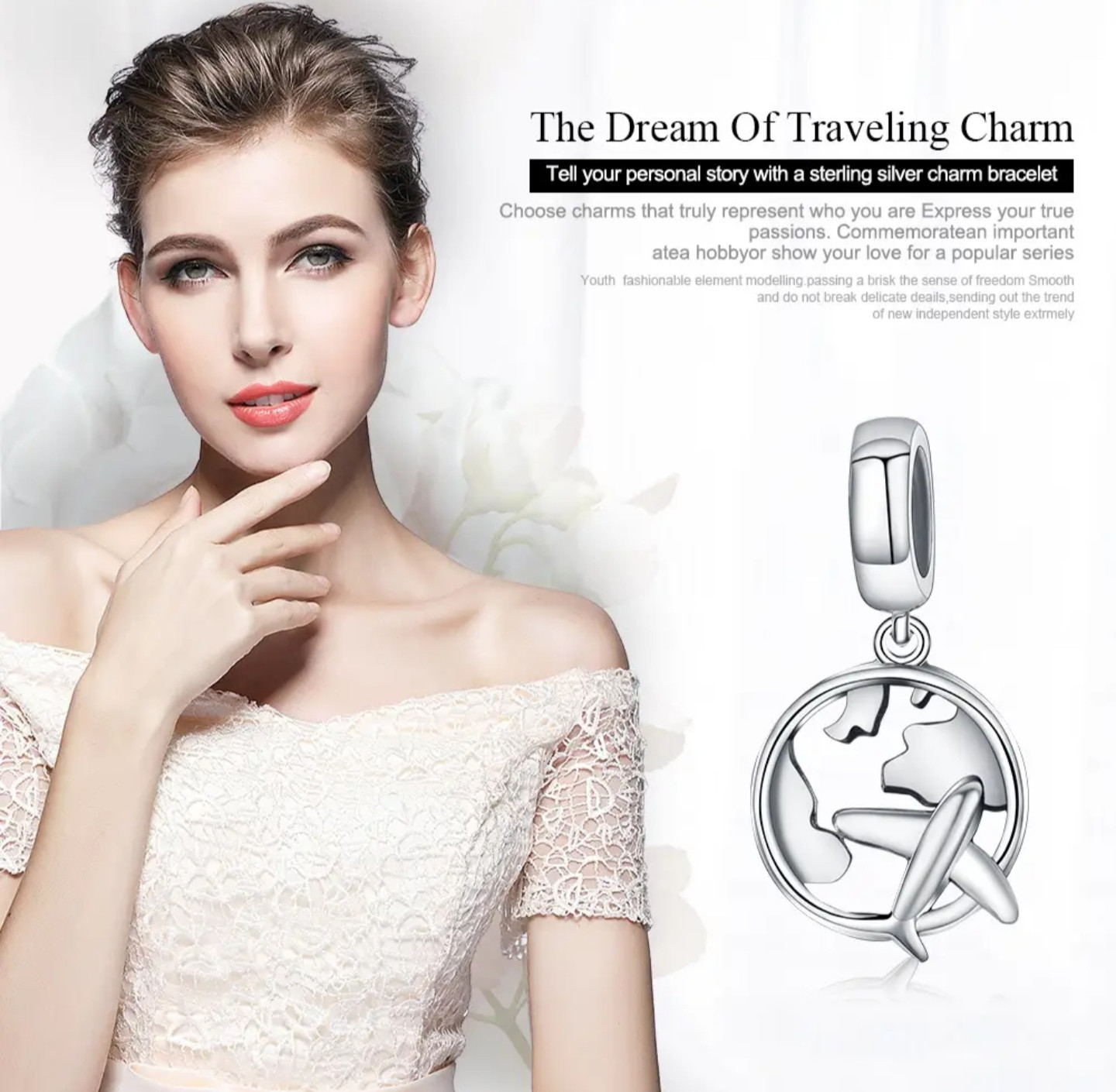 Шарм из серебра «Самолёт» | Bamoer